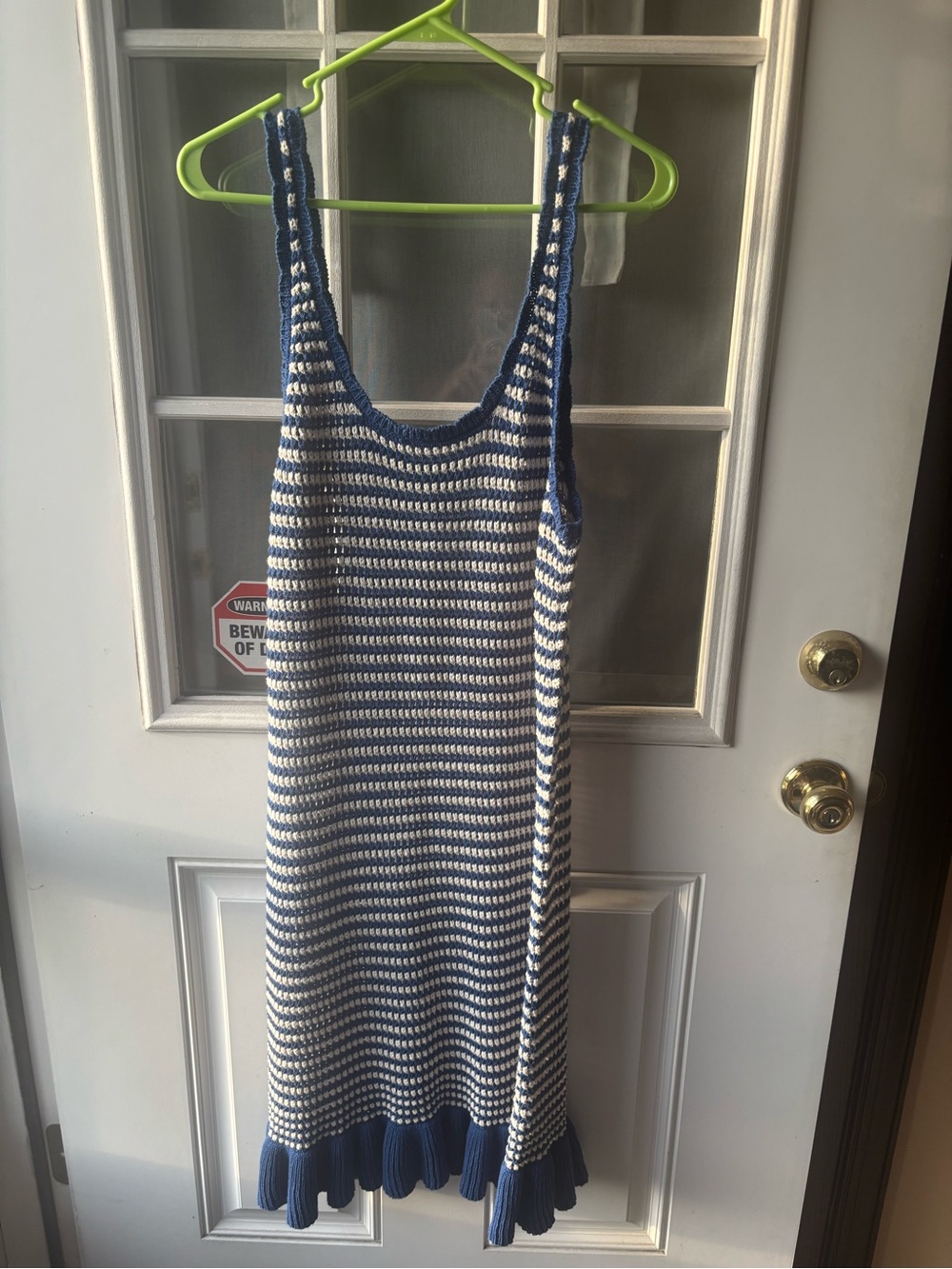 Blue and White Striped Knit Tank Dress